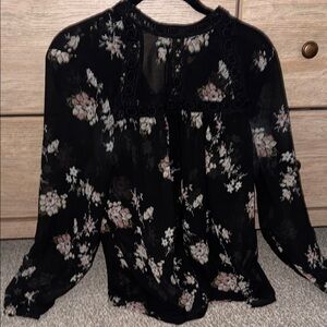 Lucky Brand Black Floral Blouse